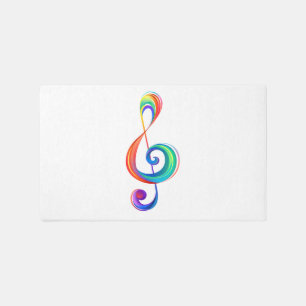 Layered rainbow treble clef rug