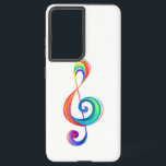 Layered rainbow treble clef samsung galaxy s21  case<br><div class="desc">Musical key drawn from multicolored layers of rainbow colors on white background.</div>