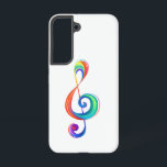 Layered rainbow treble clef samsung galaxy s22 case<br><div class="desc">Musical key drawn from multicolored layers of rainbow colors on white background.</div>