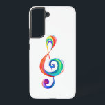 Layered rainbow treble clef samsung galaxy s22  case<br><div class="desc">Musical key drawn from multicolored layers of rainbow colors on white background.</div>