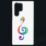 Layered rainbow treble clef samsung galaxy s22 ultra case<br><div class="desc">Musical key drawn from multicolored layers of rainbow colors on white background.</div>