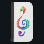 Layered rainbow treble clef galaxy s4 wallet case<br><div class="desc">Musical key drawn from multicolored layers of rainbow colors on white background.</div>