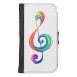 Layered rainbow treble clef galaxy s4 wallet case