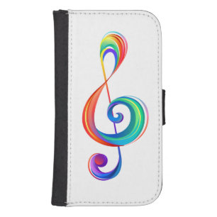 Layered rainbow treble clef galaxy s4 wallet case