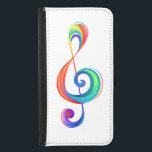 Layered rainbow treble clef samsung galaxy s5 wallet case<br><div class="desc">Musical key drawn from multicolored layers of rainbow colors on white background.</div>