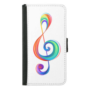 Layered rainbow treble clef samsung galaxy s5 wallet case