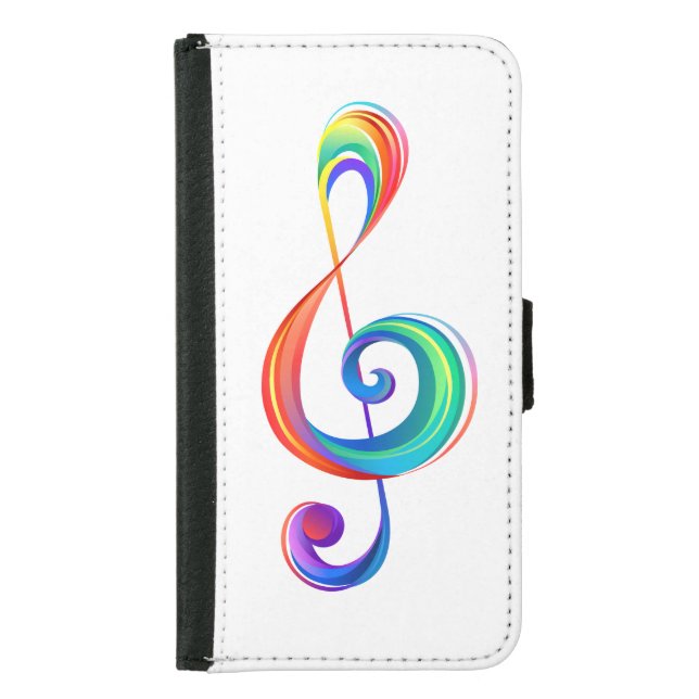 Layered rainbow treble clef samsung galaxy wallet case (Front)