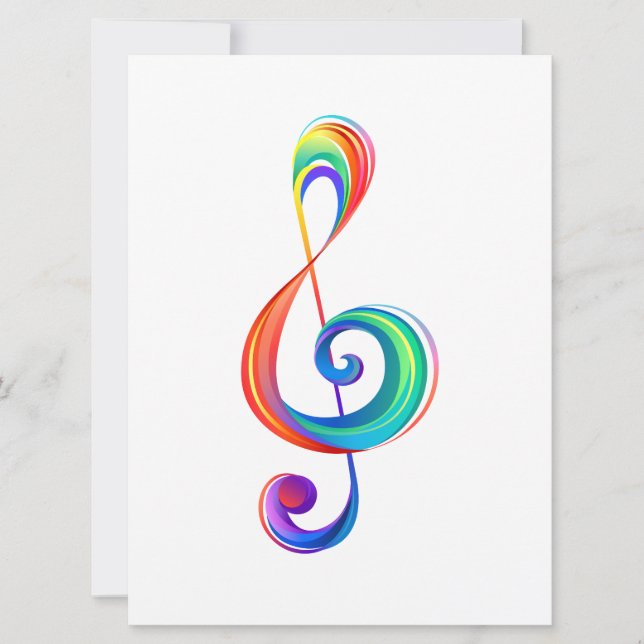 Layered rainbow treble clef save the date (Front)