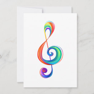Layered rainbow treble clef save the date