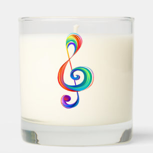 Layered rainbow treble clef scented candle