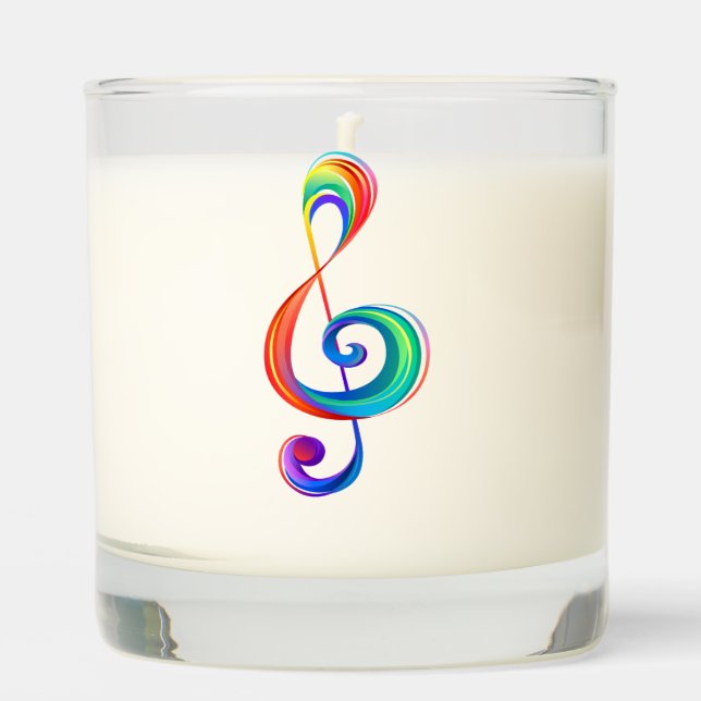 Layered rainbow treble clef scented candle (Front)