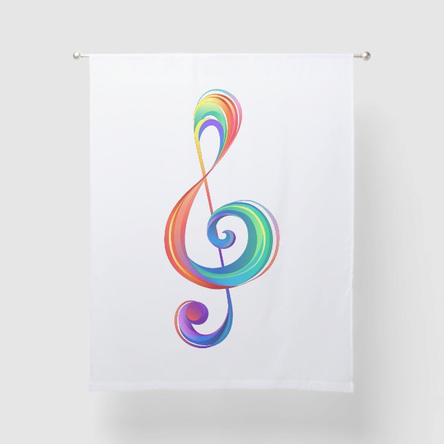 Layered rainbow treble clef sheer curtains (Front)