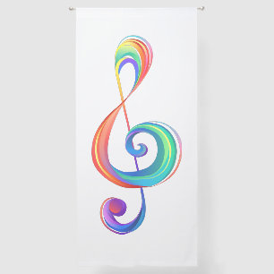Layered rainbow treble clef sheer curtains