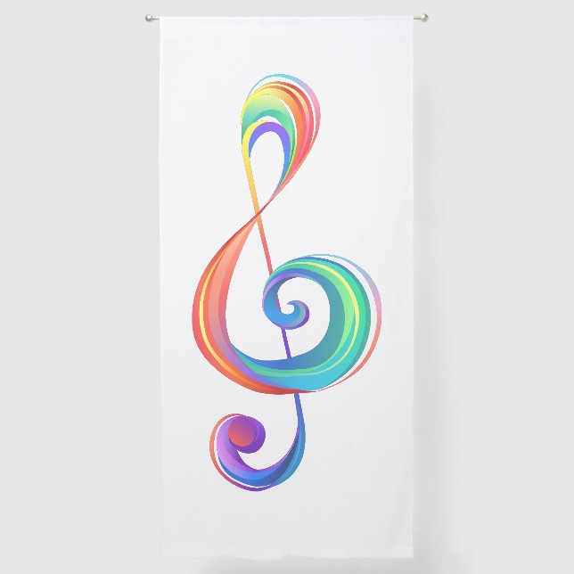 Layered rainbow treble clef sheer curtains (Front)