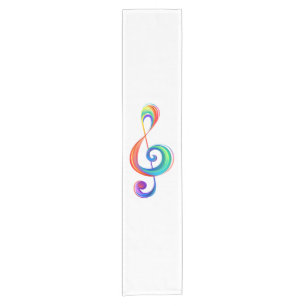 Layered rainbow treble clef short table runner