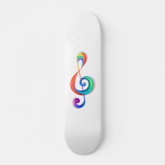 Layered rainbow treble clef skateboard (Front)
