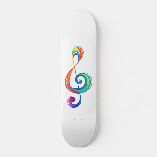 Layered rainbow treble clef skateboard (Front)