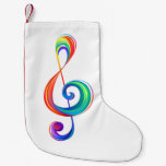 Layered rainbow treble clef small christmas stocking