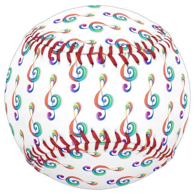 Layered rainbow treble clef softball (Front)