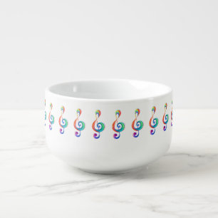Layered rainbow treble clef soup mug