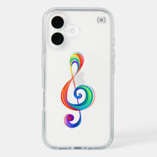 Layered rainbow treble clef iPhone 16 case