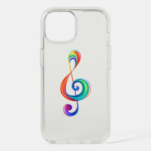 Layered rainbow treble clef iPhone 15 case