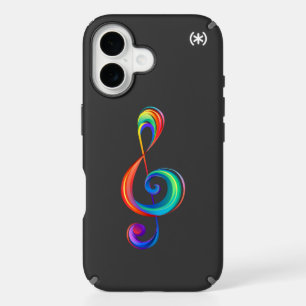 Layered rainbow treble clef iPhone 16 case