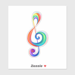 Layered rainbow treble clef sticker