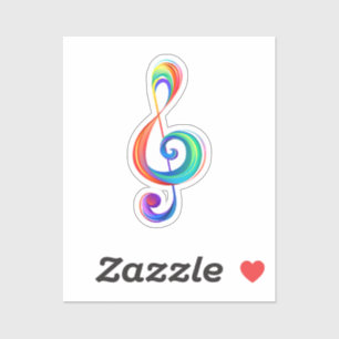 Layered rainbow treble clef sticker