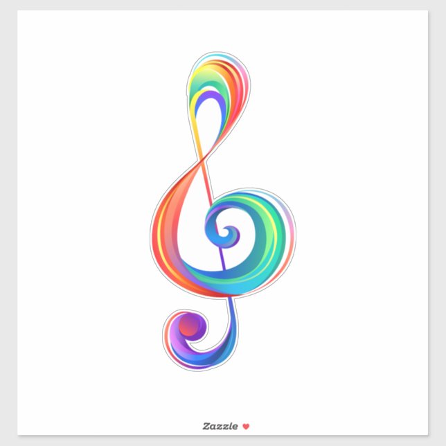 Layered rainbow treble clef sticker (Sheet)