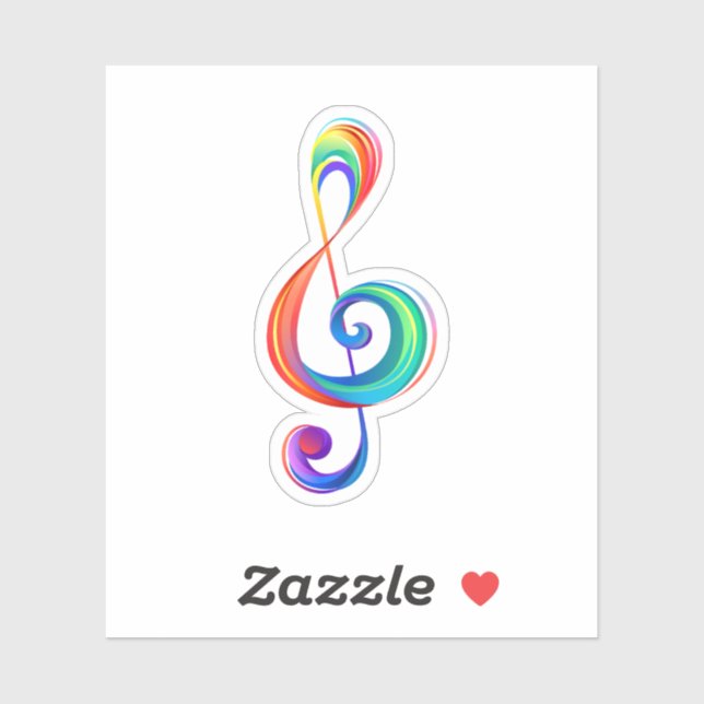 Layered rainbow treble clef sticker (Sheet)