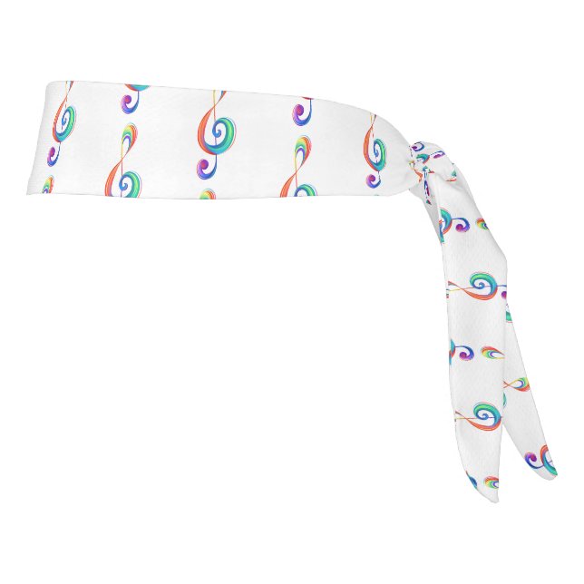 Layered rainbow treble clef tie headband (Rotate 90)