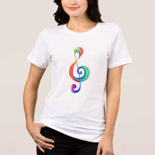Layered rainbow treble clef Tri-Blend shirt