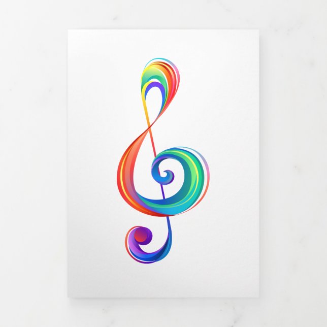 Layered rainbow treble clef Tri-Fold program (Cover)