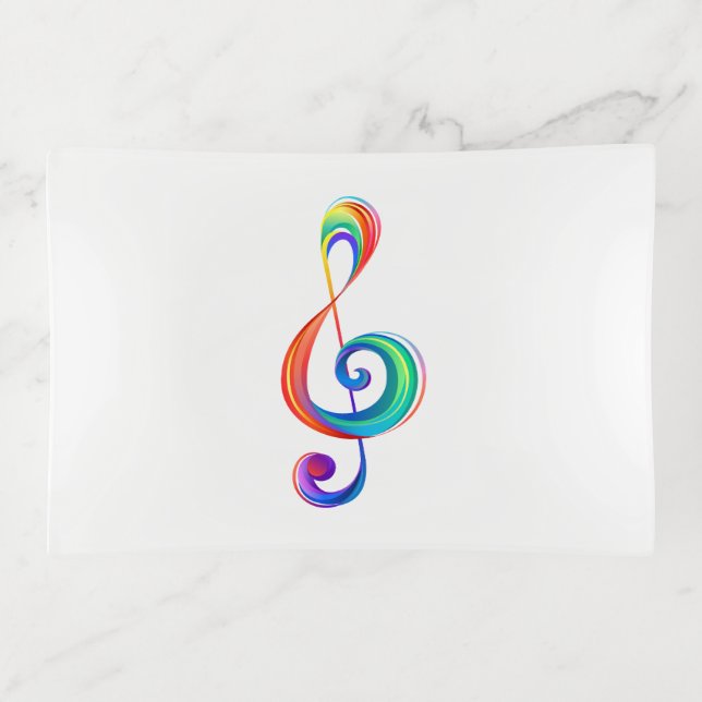 Layered rainbow treble clef trinket tray (Front)