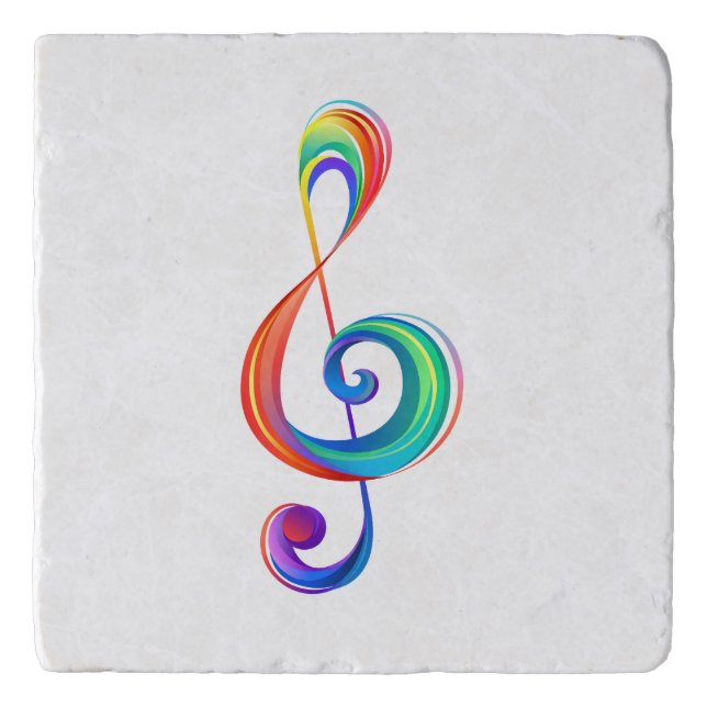Layered rainbow treble clef trivet (Front)