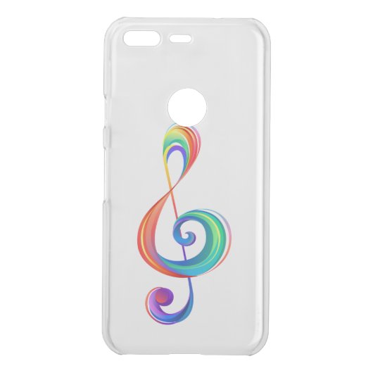 Layered rainbow treble clef uncommon google pixel case (Back)