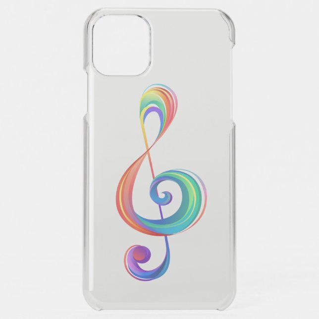 Layered rainbow treble clef uncommon iPhone case (Back)