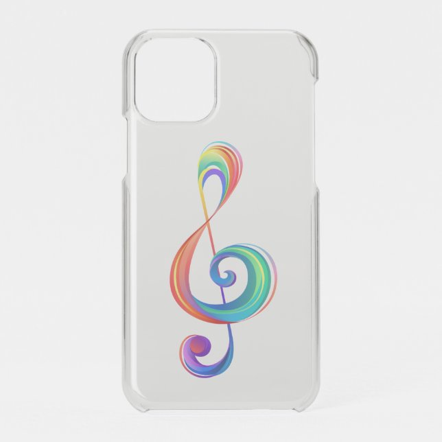 Layered rainbow treble clef uncommon iPhone case (Back)