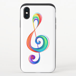 Layered rainbow treble clef iPhone x slider case