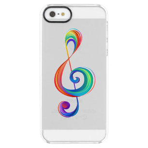 Layered rainbow treble clef clear iPhone SE/5/5s case
