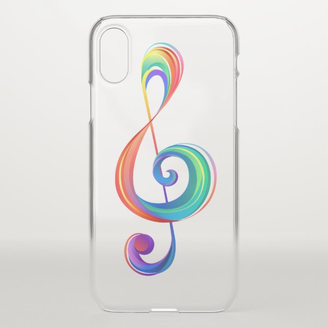 Layered rainbow treble clef uncommon iPhone case (Back)