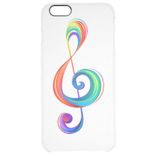Layered rainbow treble clef clear iPhone 6 plus case