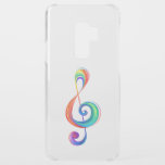 Layered rainbow treble clef uncommon samsung galaxy s9 plus case<br><div class="desc">Musical key drawn from multicolored layers of rainbow colors on white background.</div>