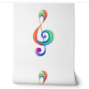Layered rainbow treble clef wallpaper