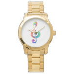 Layered rainbow treble clef watch