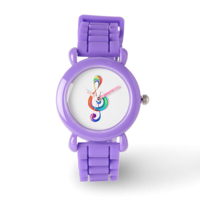 Layered rainbow treble clef watch (Front)