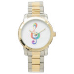 Layered rainbow treble clef watch