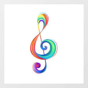 Layered rainbow treble clef window cling