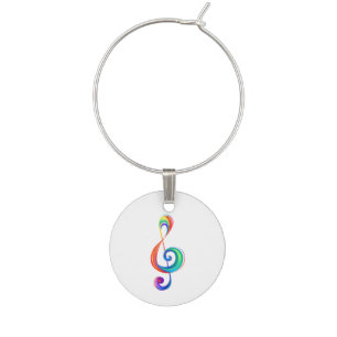 Layered rainbow treble clef wine charm